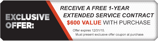 EXCLUSIVE OFFER: Receive a FREE 1-year extended service contract $600 value with purchase